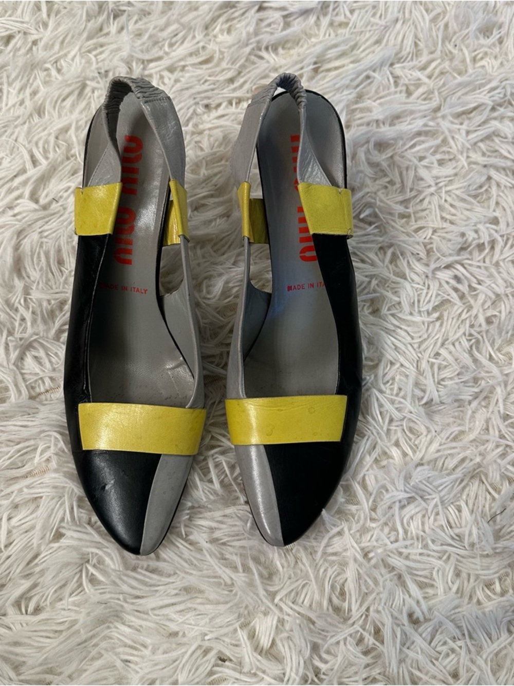 Miu Miu Vintage Colorblock Leather Slingback Pumps size 39
